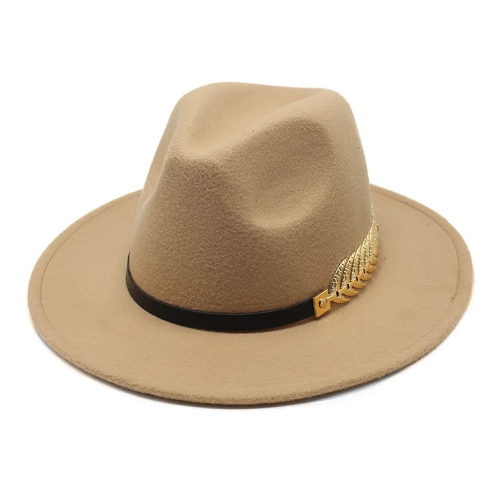 Timeless wool fedora displayed on a wooden table, emphasizing its chic look.