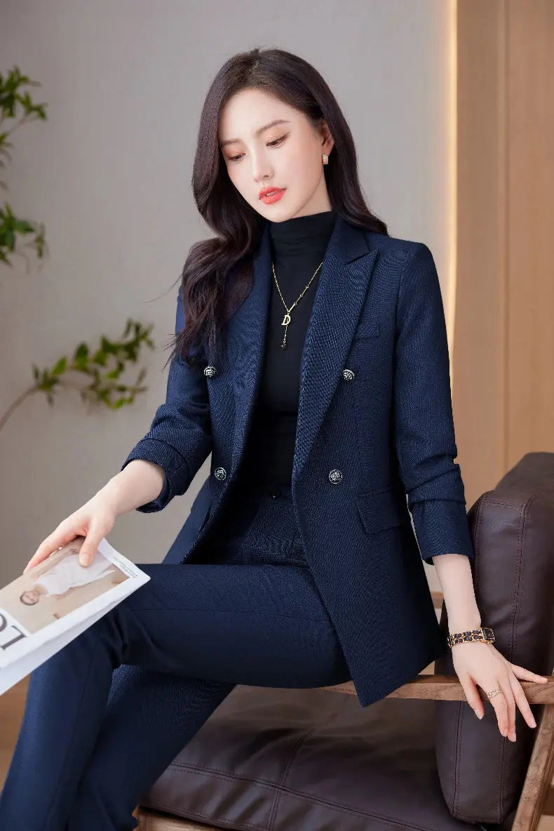 Model wearing tailored suit pants in a boardroom, exuding confidence and authority.