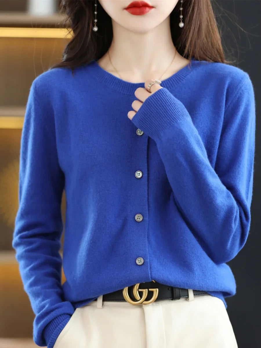 Autumn Whisper Cardigan in soft beige, perfect for cozy fall layering.