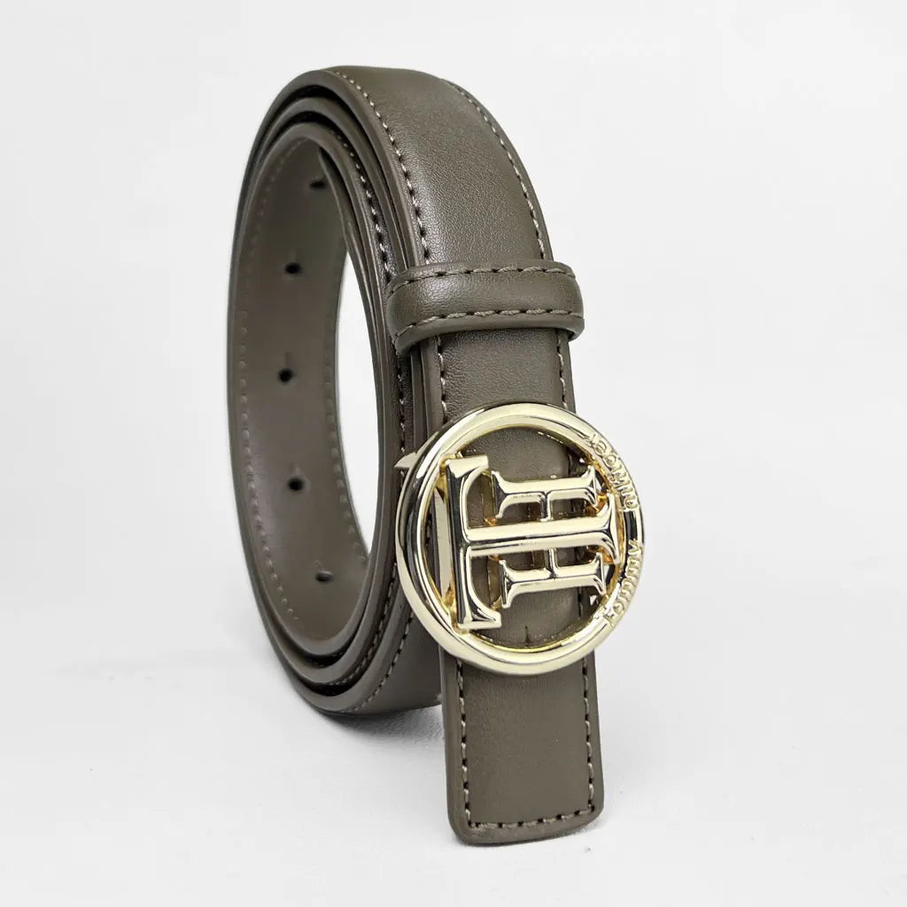 Elegant letter patterning on a stylish women's belt.