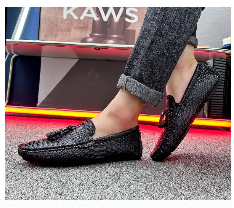 Rear view of waterproof slip-on loafer showing heel construction and leather quality