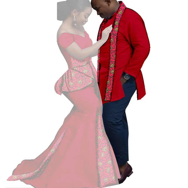 Dashiki Couple African Matching Outfits – Ankara Party Dress & Men's Top