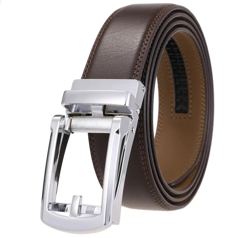 Men's fashion accessory: sleek black belt with automatic buckle.