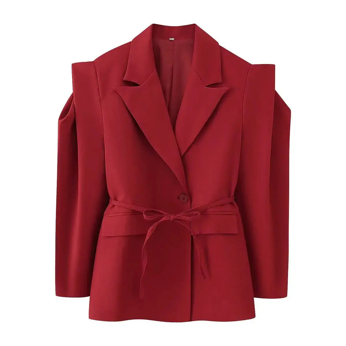 Floral Whisper Belted Jacket styled with office attire, perfect for business meetings and networking events.