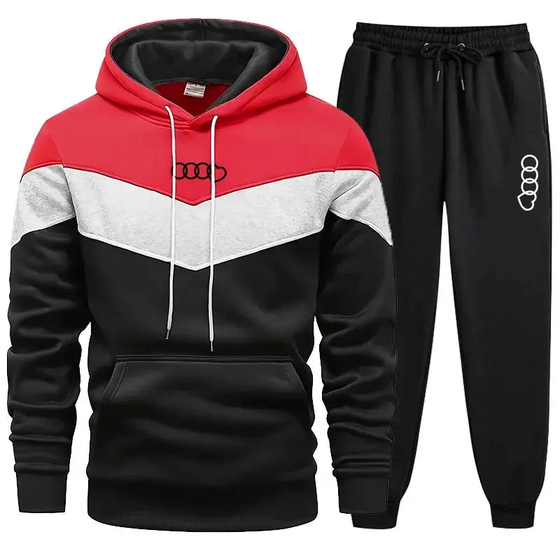 Winter warmth meets modern design in this men's polyester tracksuit for year-round comfort.