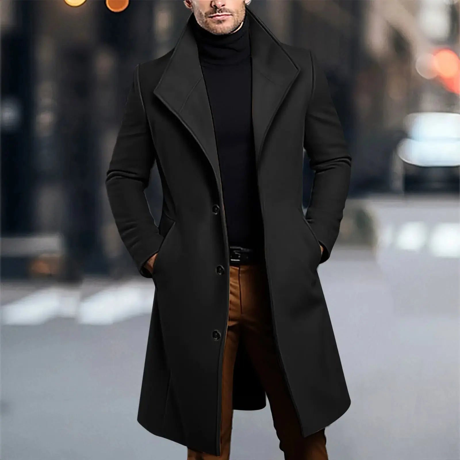 Flat lay of the woolen coat with accessories, ideal for men's fashion and gifts.