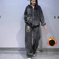 Cozy tie dye lounge set featuring soft fleece-lined cotton for warmth and comfort.