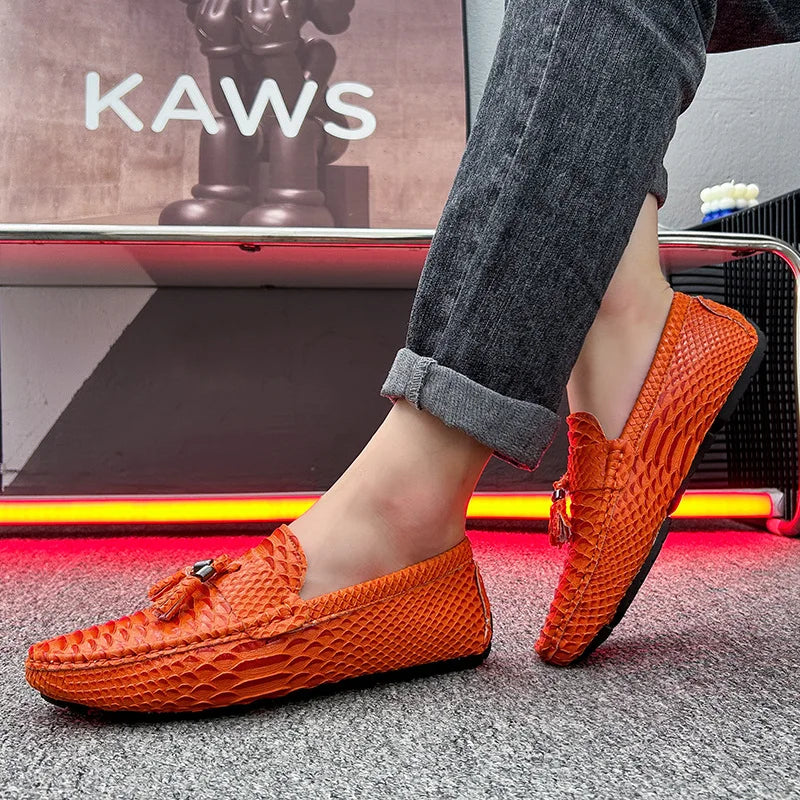 Comfortable leather loafers with no-lace design and cushioned insole for all-day wear