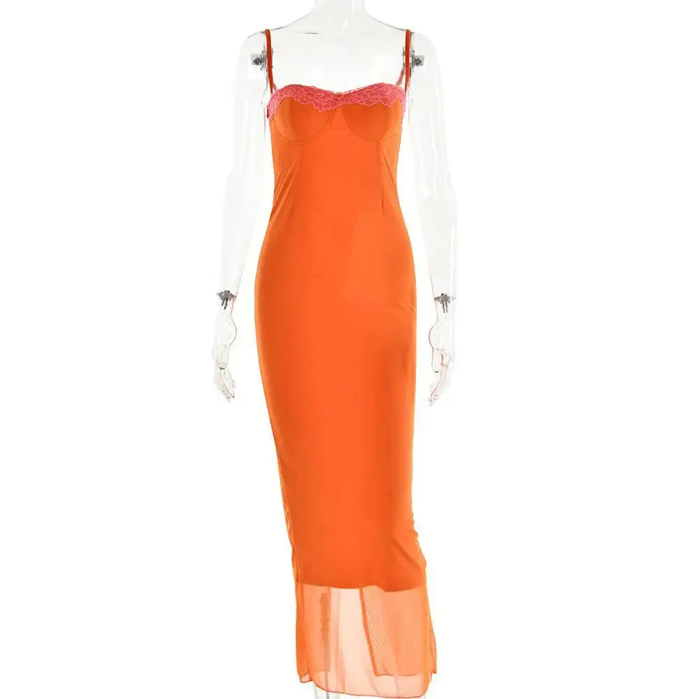 Side view of Midnight Allure dress, featuring the solid color and stylish thin straps.