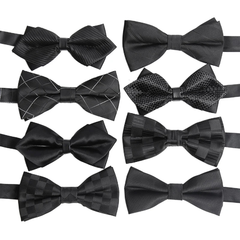 Black Charisma Bowtie displayed on a formal shirt, highlighting its sophisticated style.