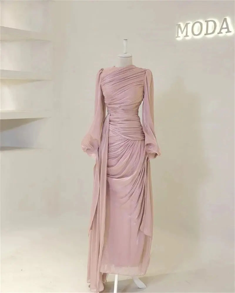 Elegant long sleeves of the Ethereal Silk Kaftan, perfect for modest formal wear.
