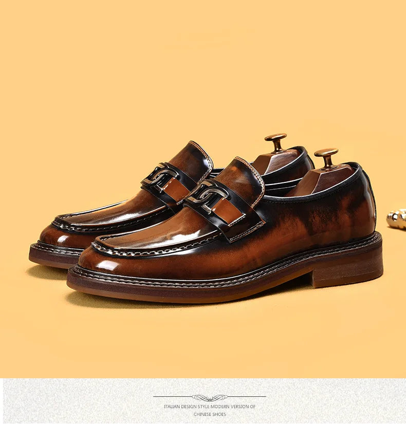 Men's waterproof leather loafers ideal for unpredictable weather conditions