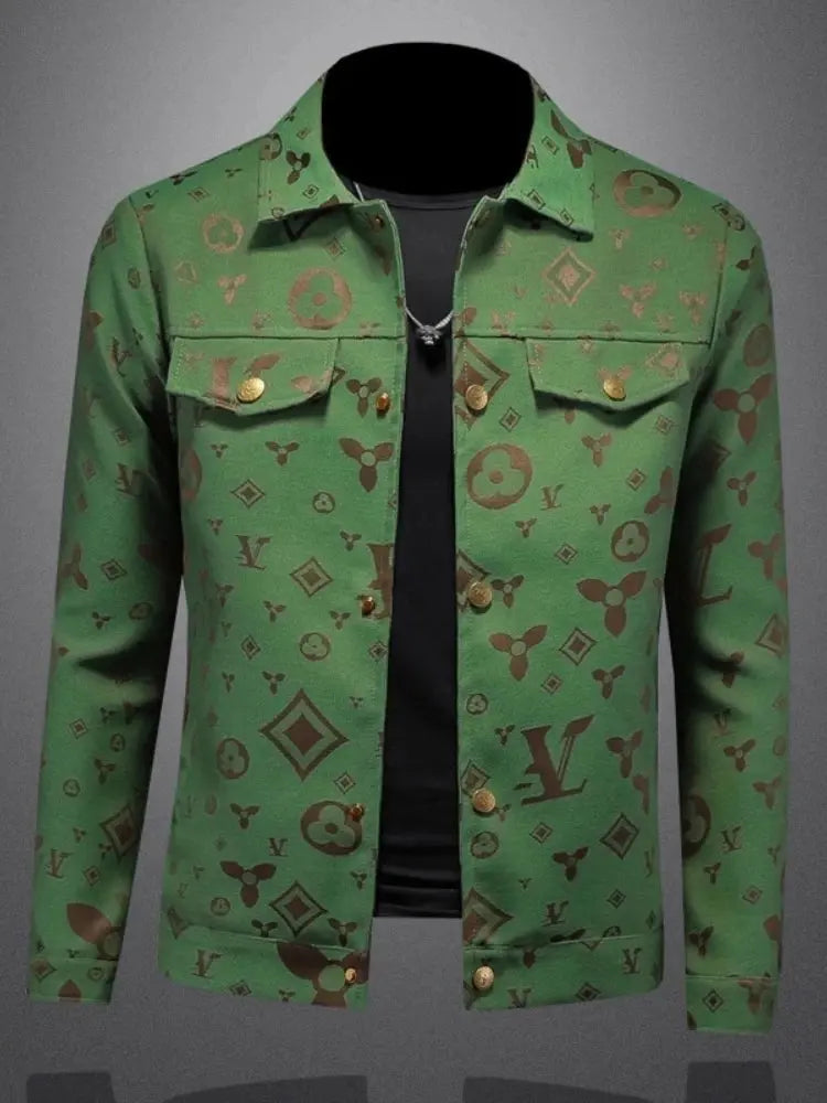 Detail shot of the printed lapel on the Autumn Whisper Jacket, adding a touch of elegance.