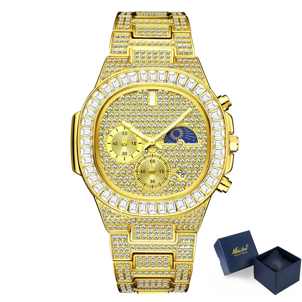 Midnight Sparkle watch displayed on a velvet surface for elegance.