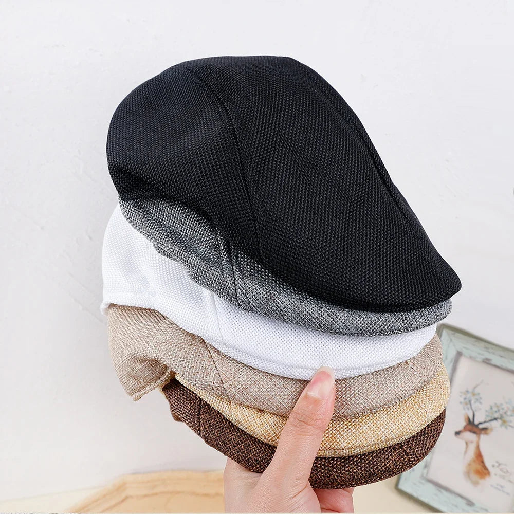 Classic peaked cap in durable cotton denim with architectural silhouette