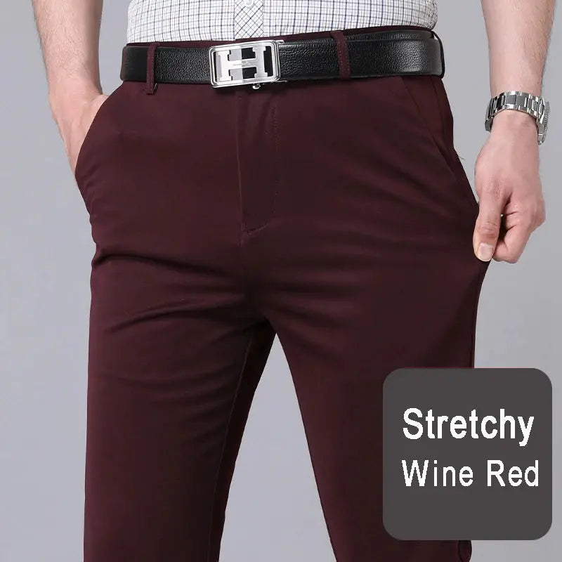 Men's smart trousers with a subtle sheen, elevating office wear.