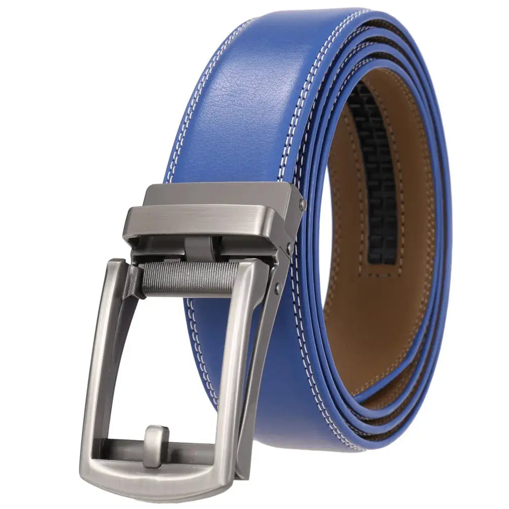 Durable split leather belt featuring a seamless metal automatic buckle.