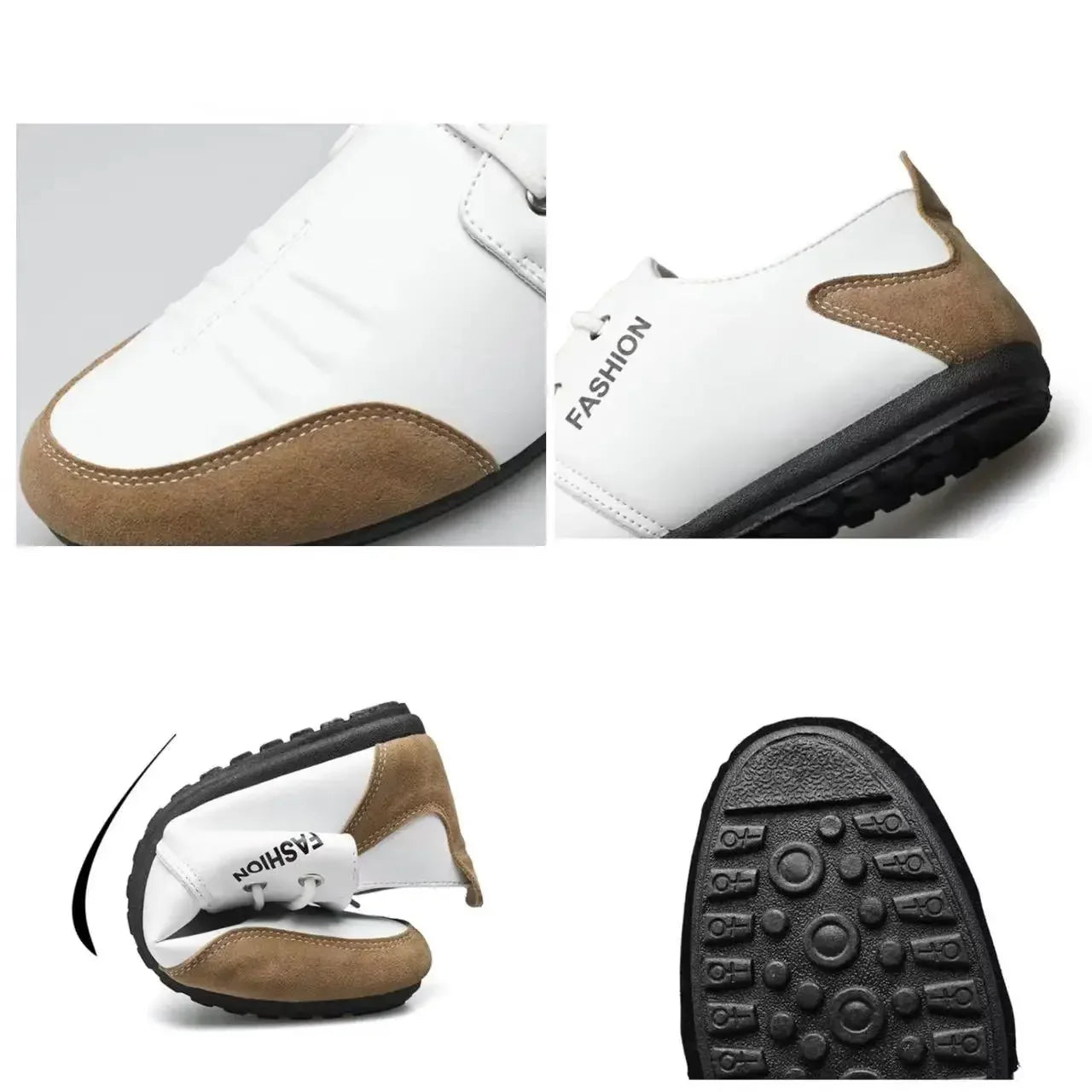 Comfortable men's white sneakers with non-chafing soft interior lining.