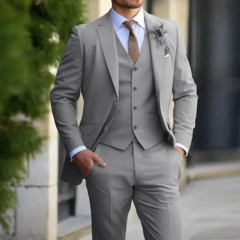 Customizable detailing on the black and grey suit set, ensuring a perfect fit for every occasion.