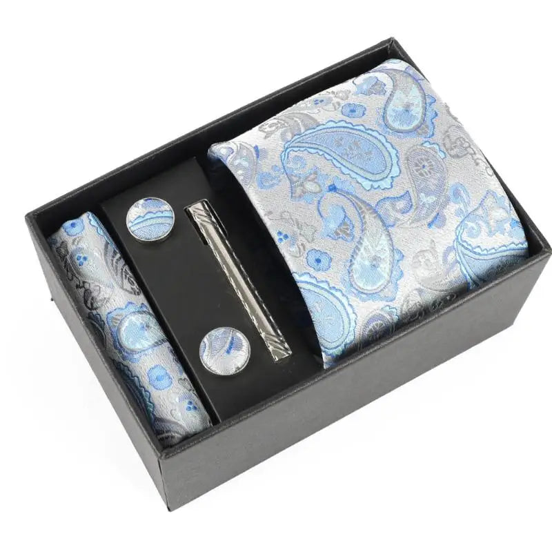 Navy silk tie set, perfect for making a lasting impression.