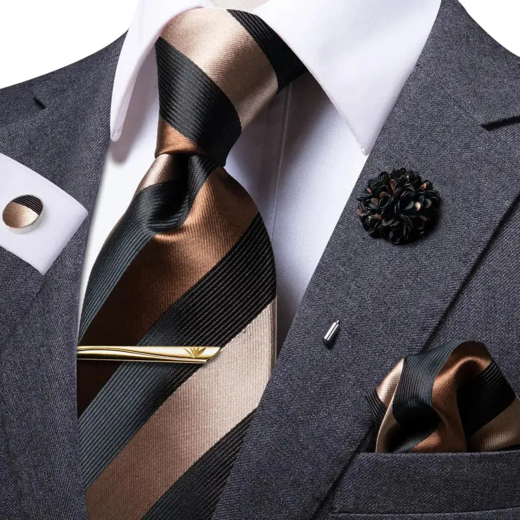 Silk tie draped elegantly over a suit jacket.