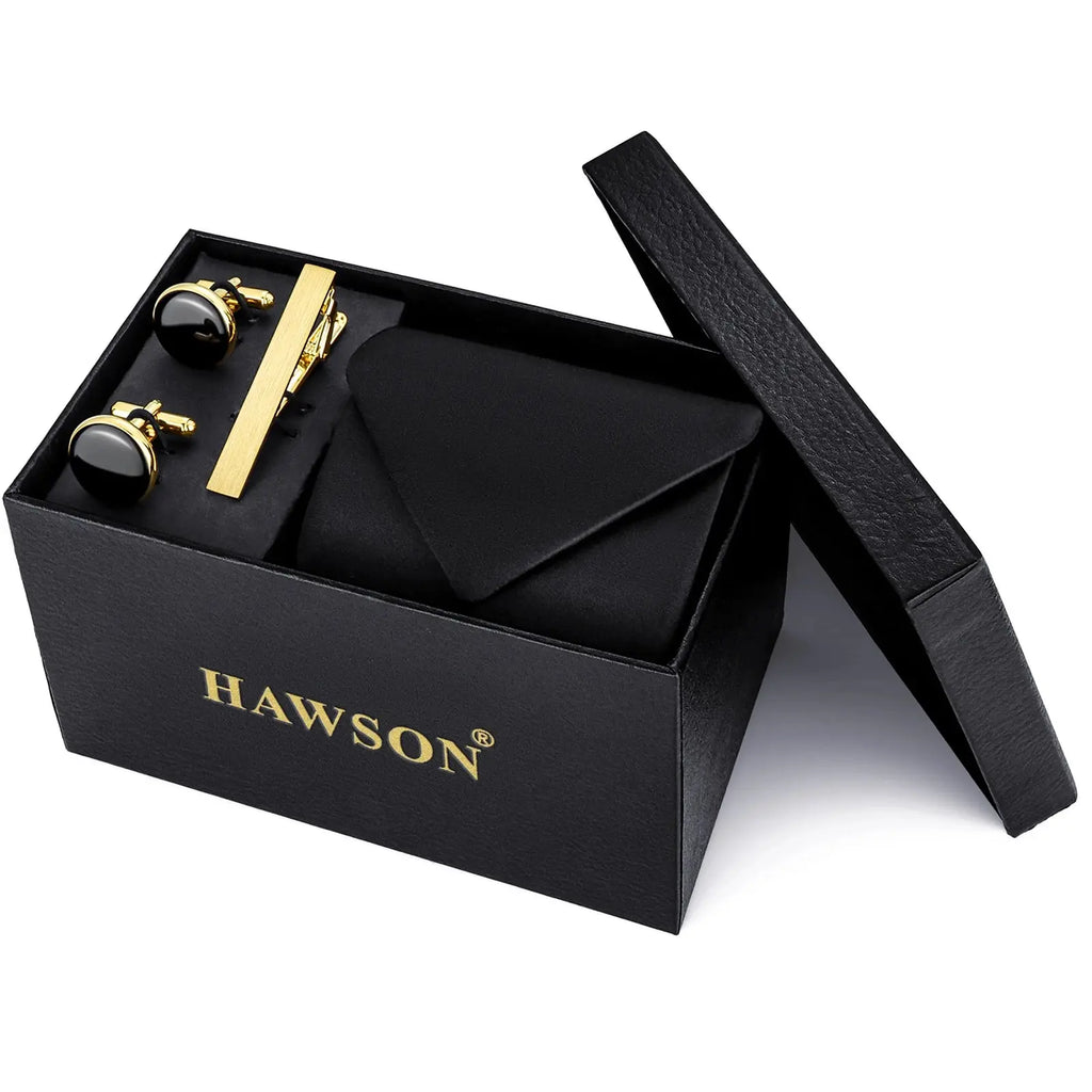 Black tie set featuring a sleek satin finish for timeless style.