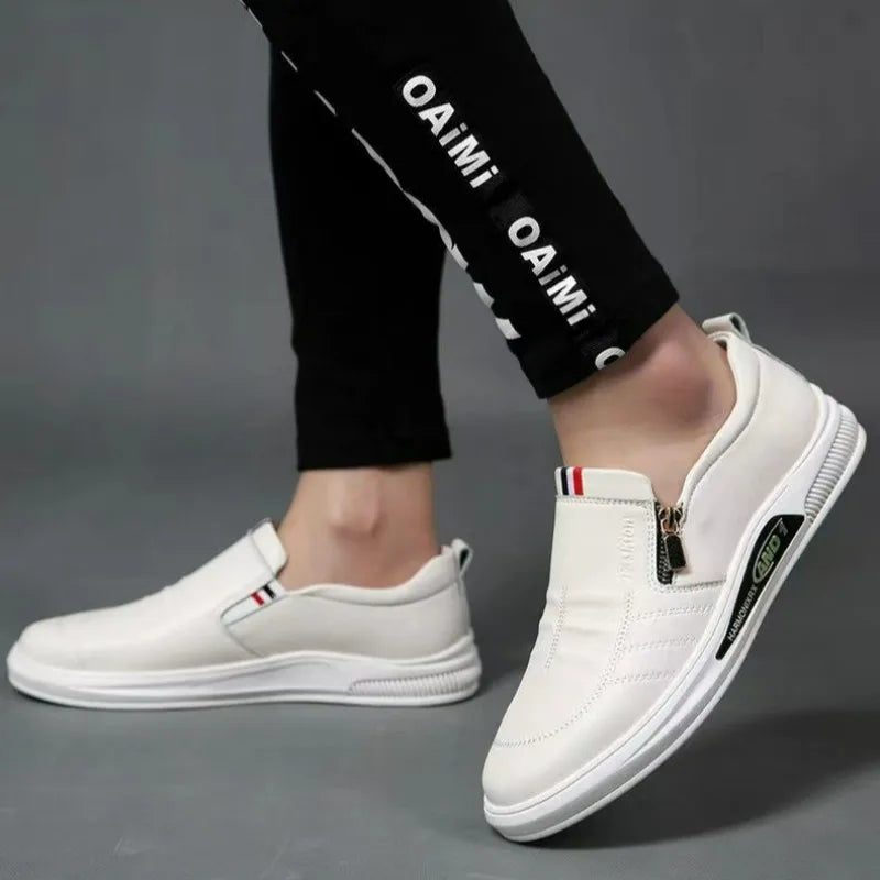 Breathable design of white sneaker loafers for all-day comfort.