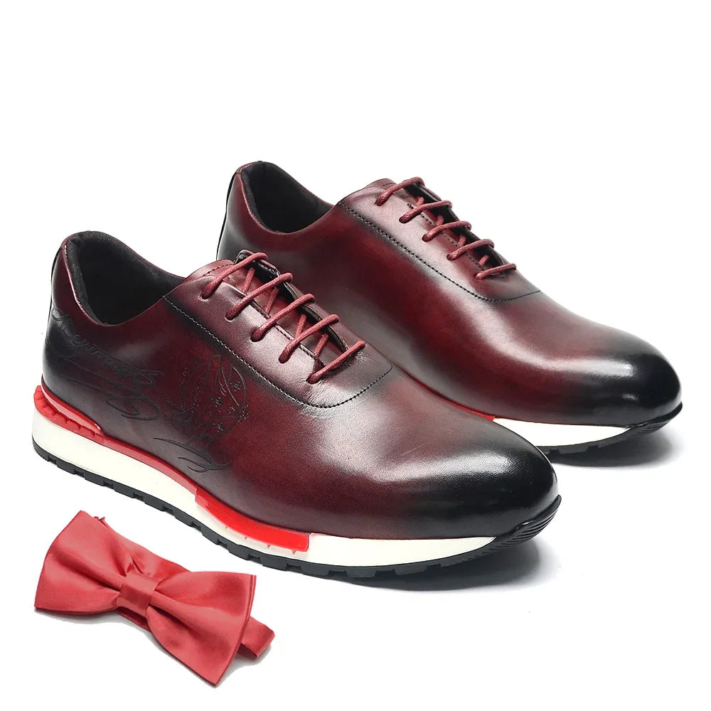 Black cow leather oxford dress shoes with lace-up closure and sheepskin insole on white background