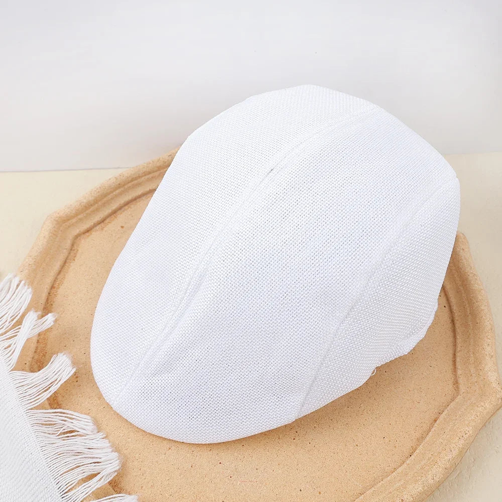 Classic cotton denim peaked beret with lined interior and versatile style