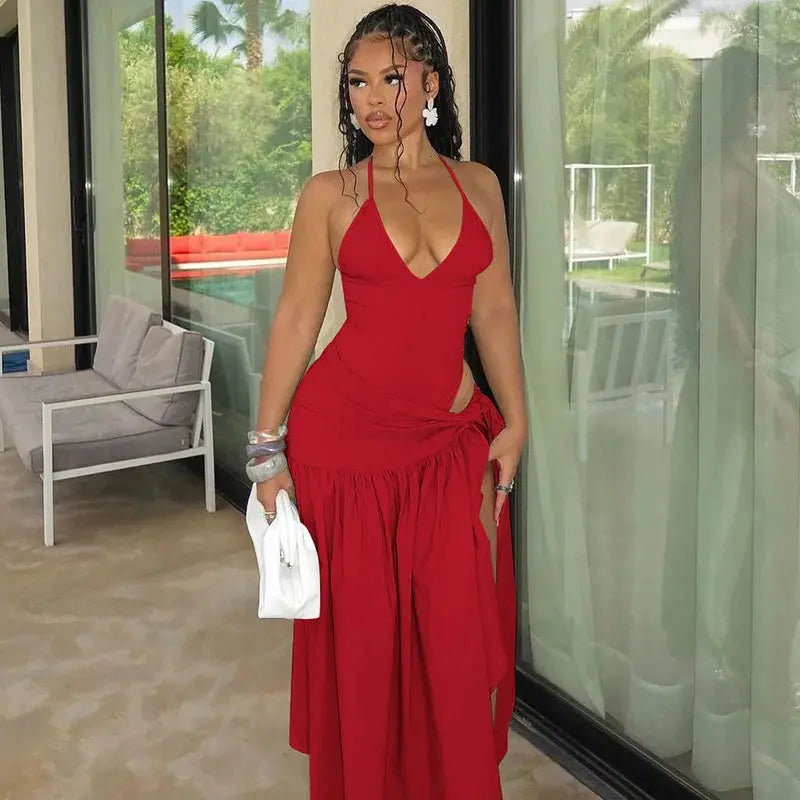 Stylish sleeveless fashion perfect for sunset parties.