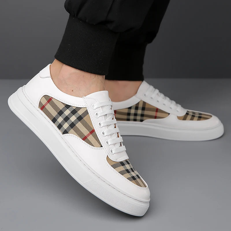 Men's height-increasing skate shoes with durable rubber outsole and cushioned insole construction