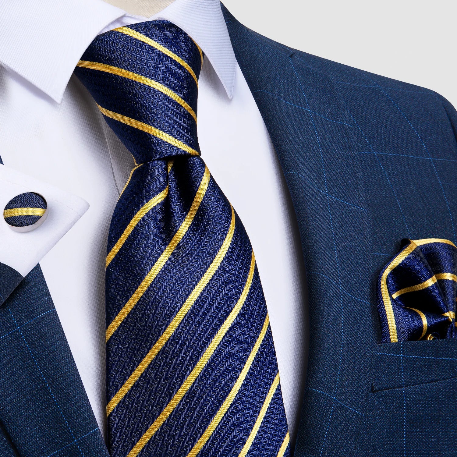 Formal occasion tie set with rich blue and red paisley motifs