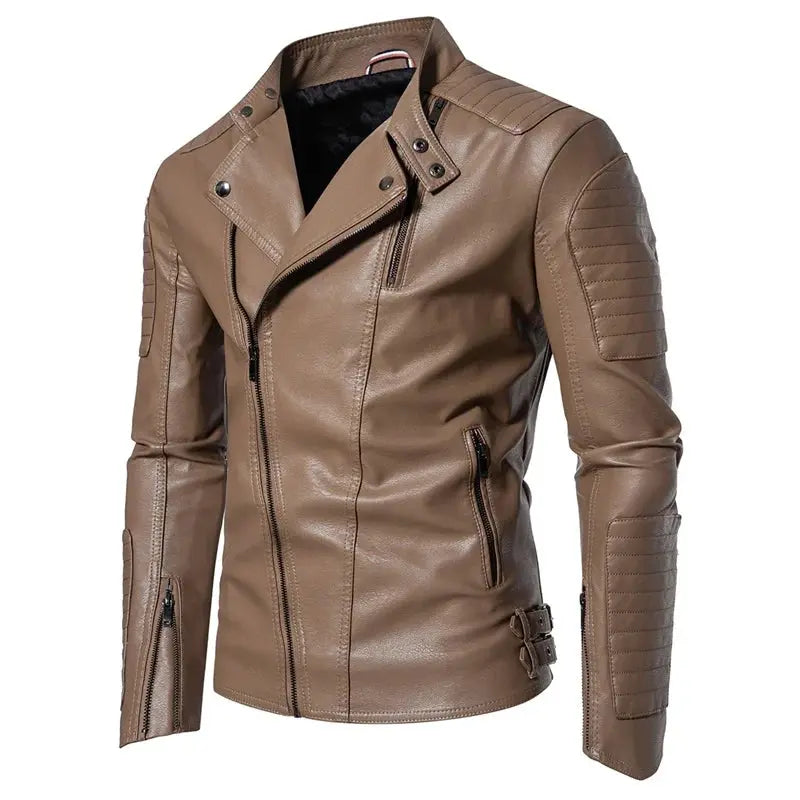 Black all-season biker jacket with windproof and waterproof features for rugged riders.