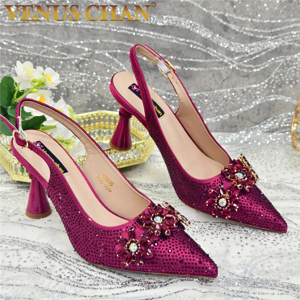 African Rhinestone Designer Wedding Shoes for Women