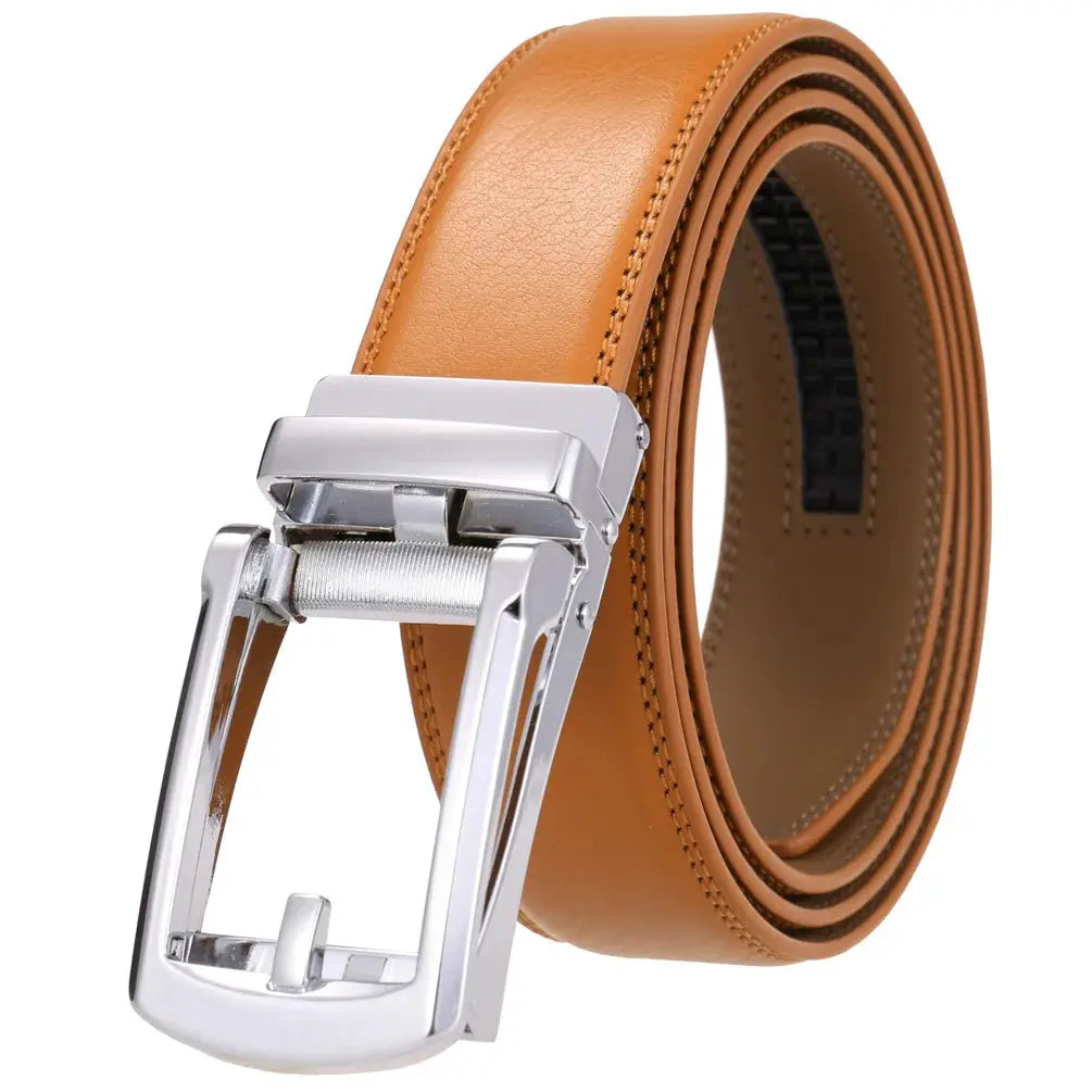 Stylish leather belt showcasing a sophisticated metal buckle design.