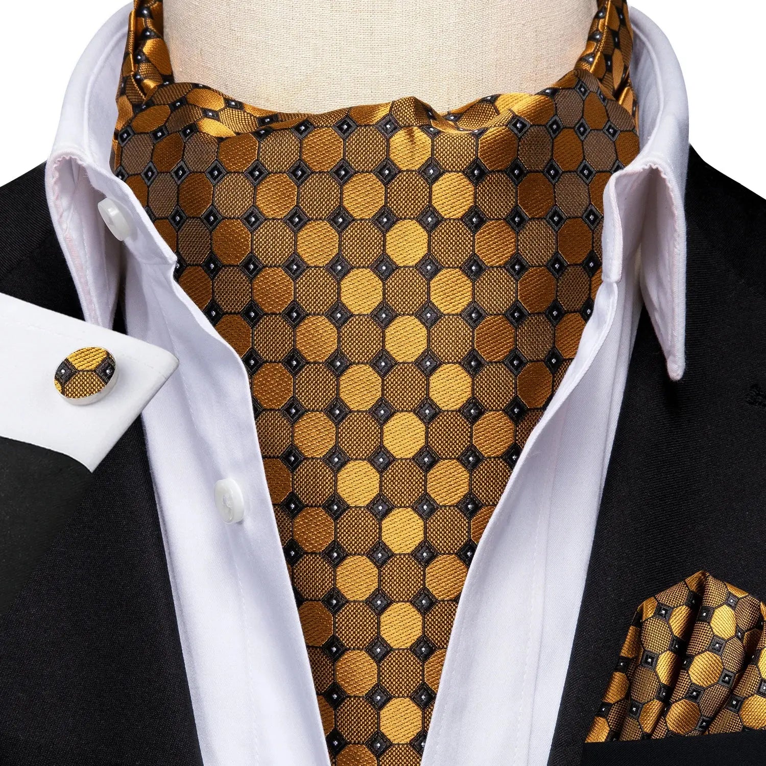 Dapper ascot tie, crafted with attention to detail and elegance.