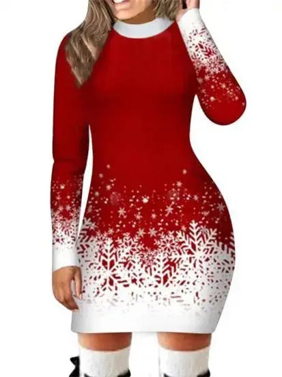 Winter Whimsy Mini Dress styled with holiday accessories for a complete festive look.