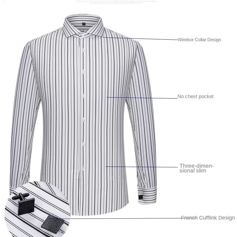 Breathable cotton-polyester modal dress shirt with classic Windsor collar design