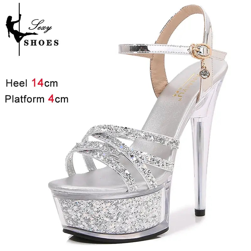 Nightfall Glamour Stilettos on display, perfect for upscale parties and events.