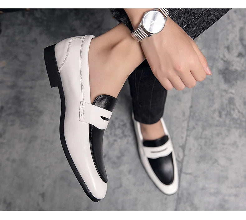 Side profile of slip-on loafers in premium waterproof leather