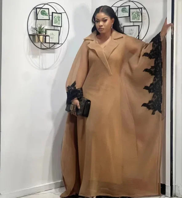 Elegant African Party Maxi Gown – 3/4 Sleeve Dashiki Dress