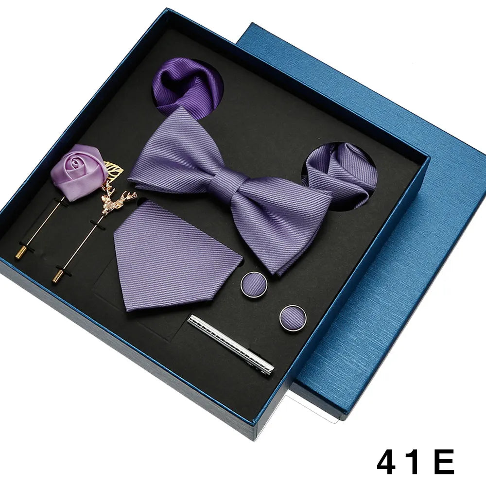 Sophisticated wedding tie collection with matching accessories in rich solid color