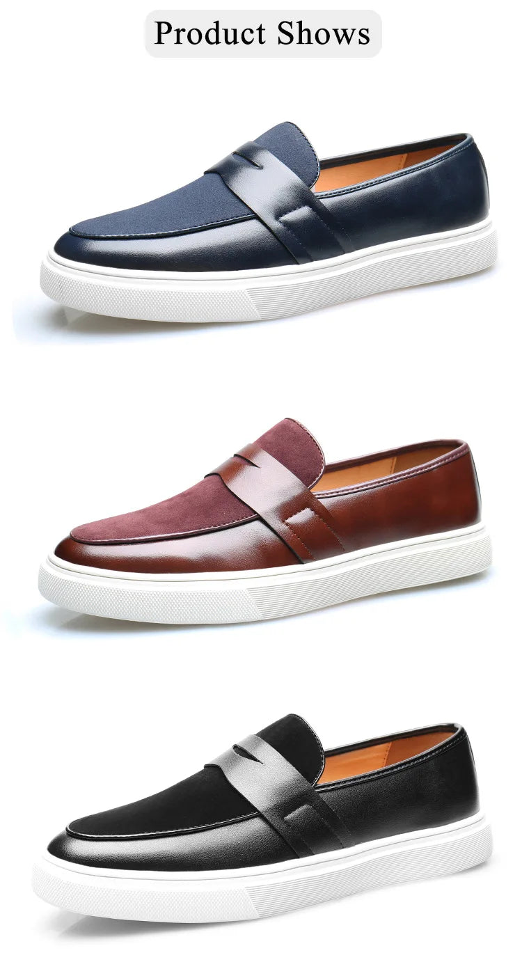 Versatile waterproof suede loafers with elevated platform and embroidered craftsmanship