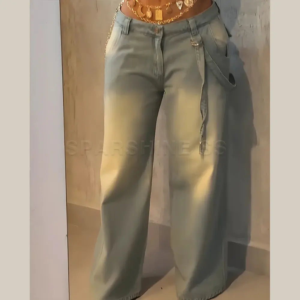 Relaxed fit Sunlit Strolls wide-leg jeans, perfect for casual outings.