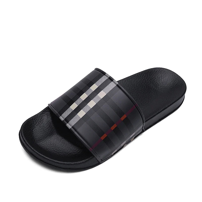Breeze Through Summer sandals in black, versatile for indoor and outdoor wear.