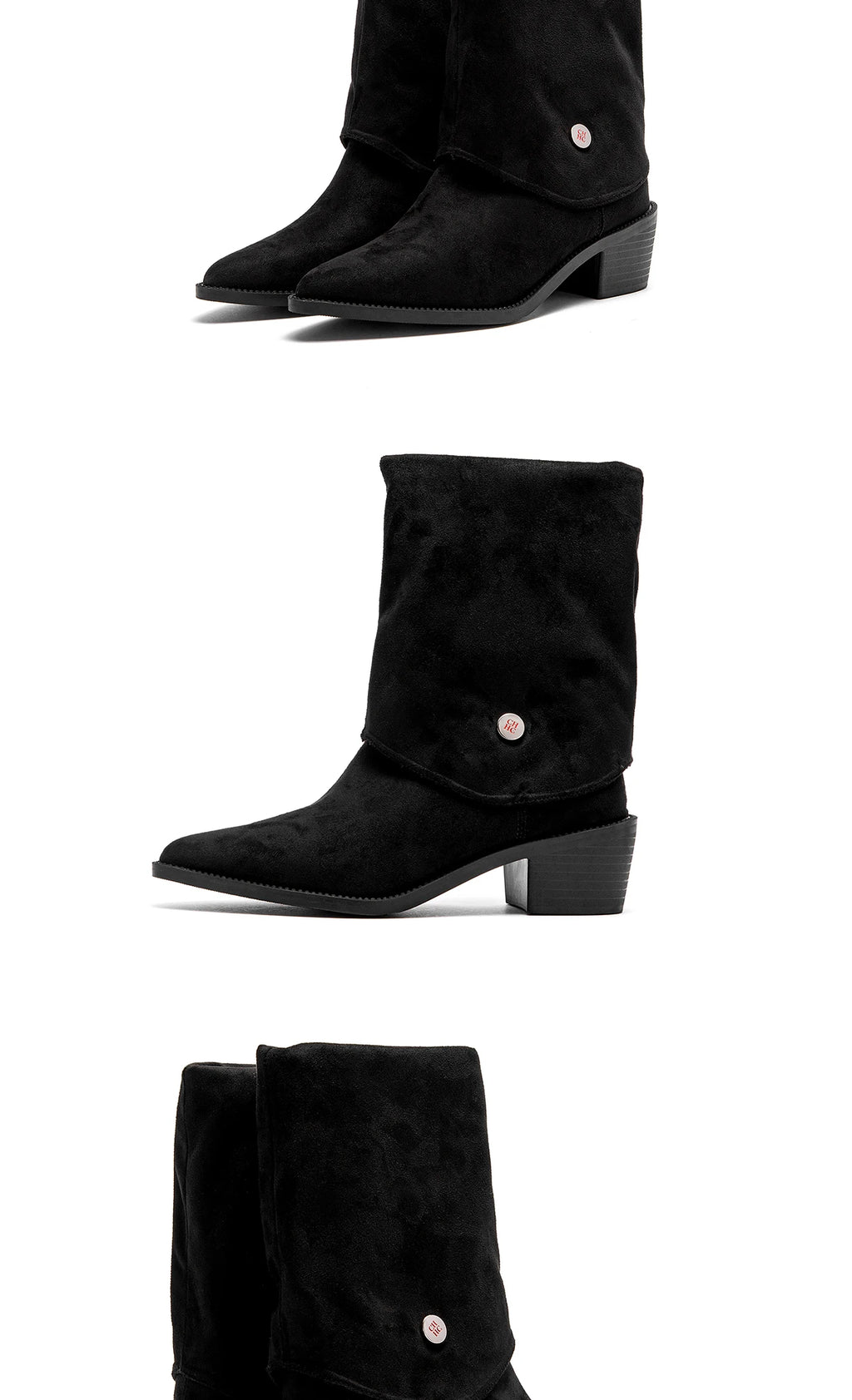 Casual flat boots with slouched silhouette and cushioned insole for spring showers