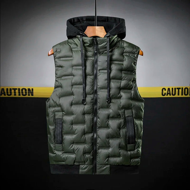 Autumn Chill Wrap Vest displayed on a hanger, showcasing its stylish cut.