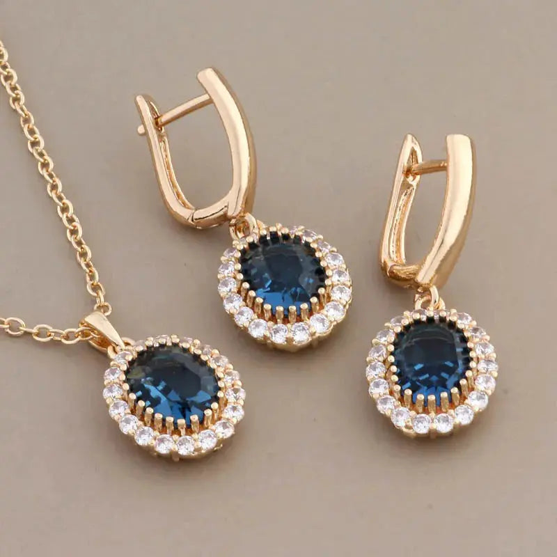 Close-up of cubic zirconia earrings from the Glimmer in Twilight set, sparkling with starlit charm.