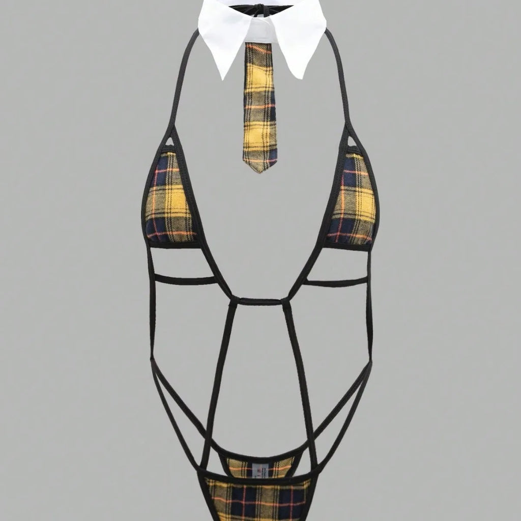 Coordinated plaid blazer and pants set for women in attention-commanding pattern and tailored fit