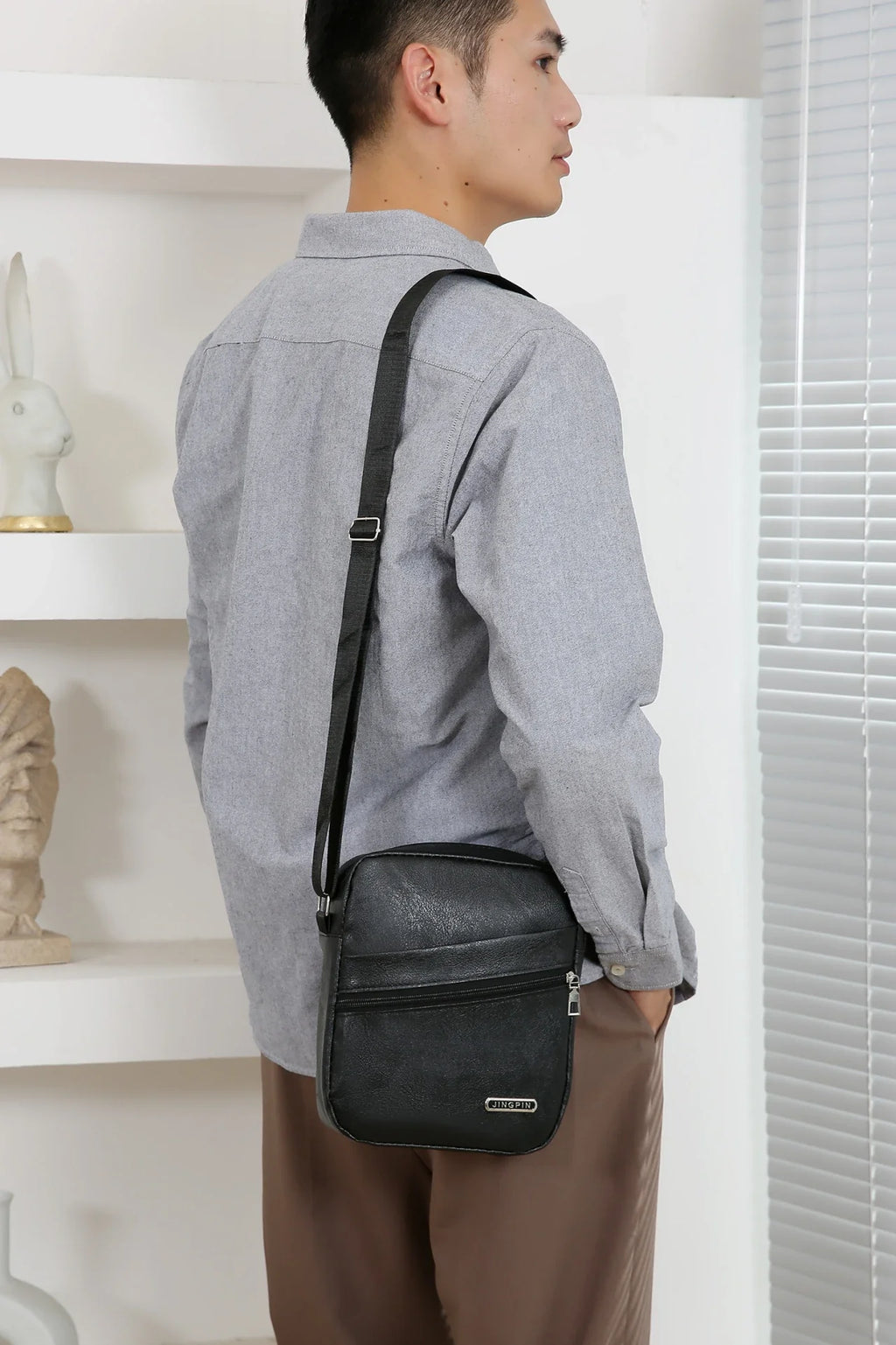 Functional crossbody bag with adjustable strap adapting to body movement and daily journeys